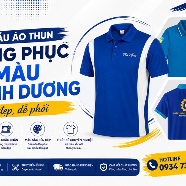 Áo thun đồng phục màu xanh dương - 20+ mẫu áo đẹp, dễ phối
