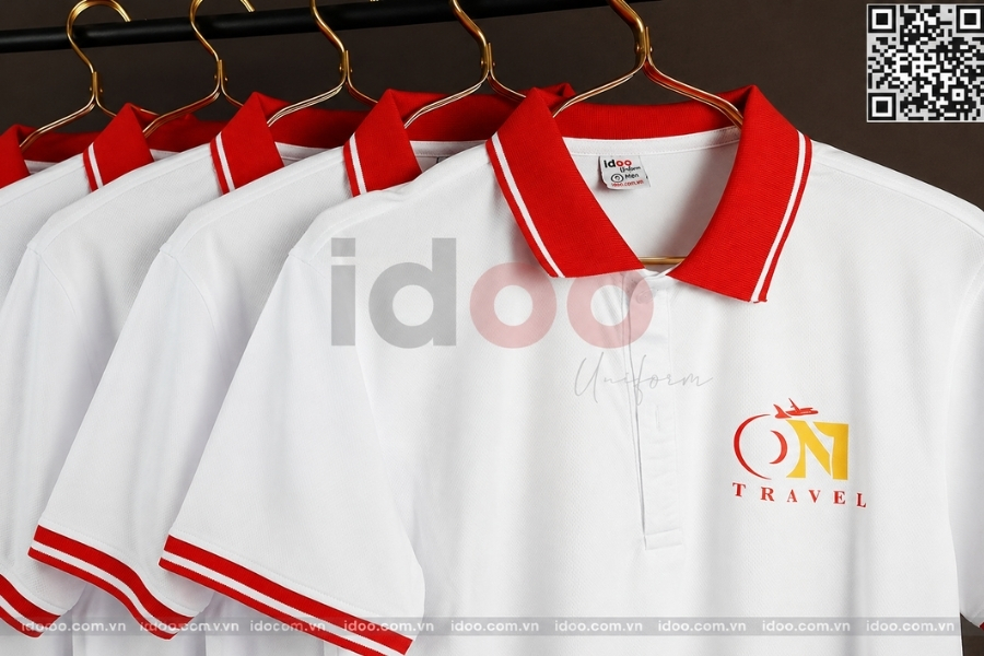 Mẫu áo thun polo đồng phục trắng