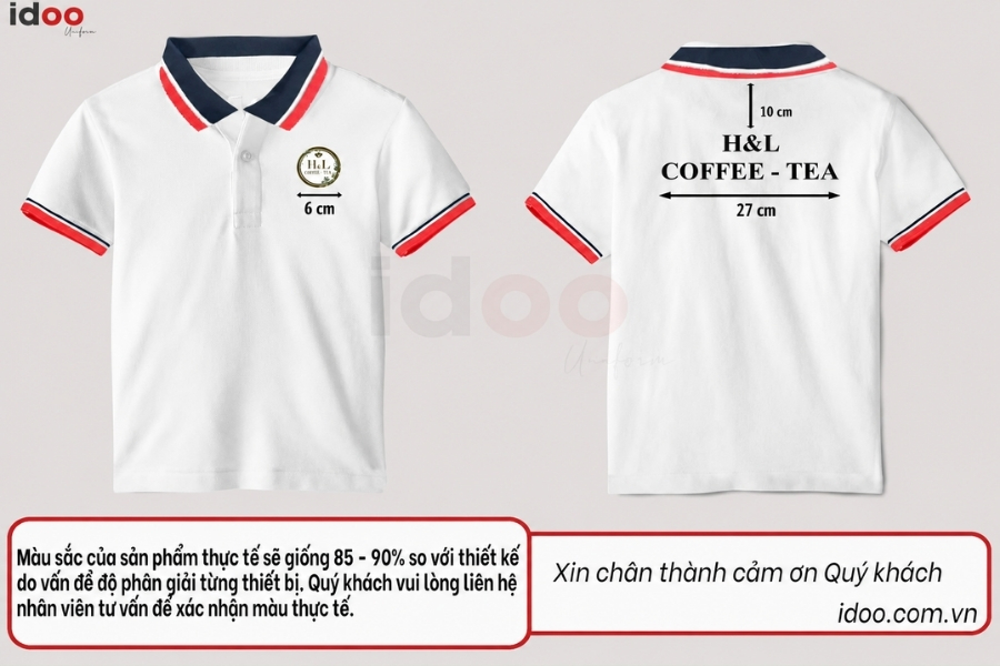Mẫu áo thun polo đồng phục trắng