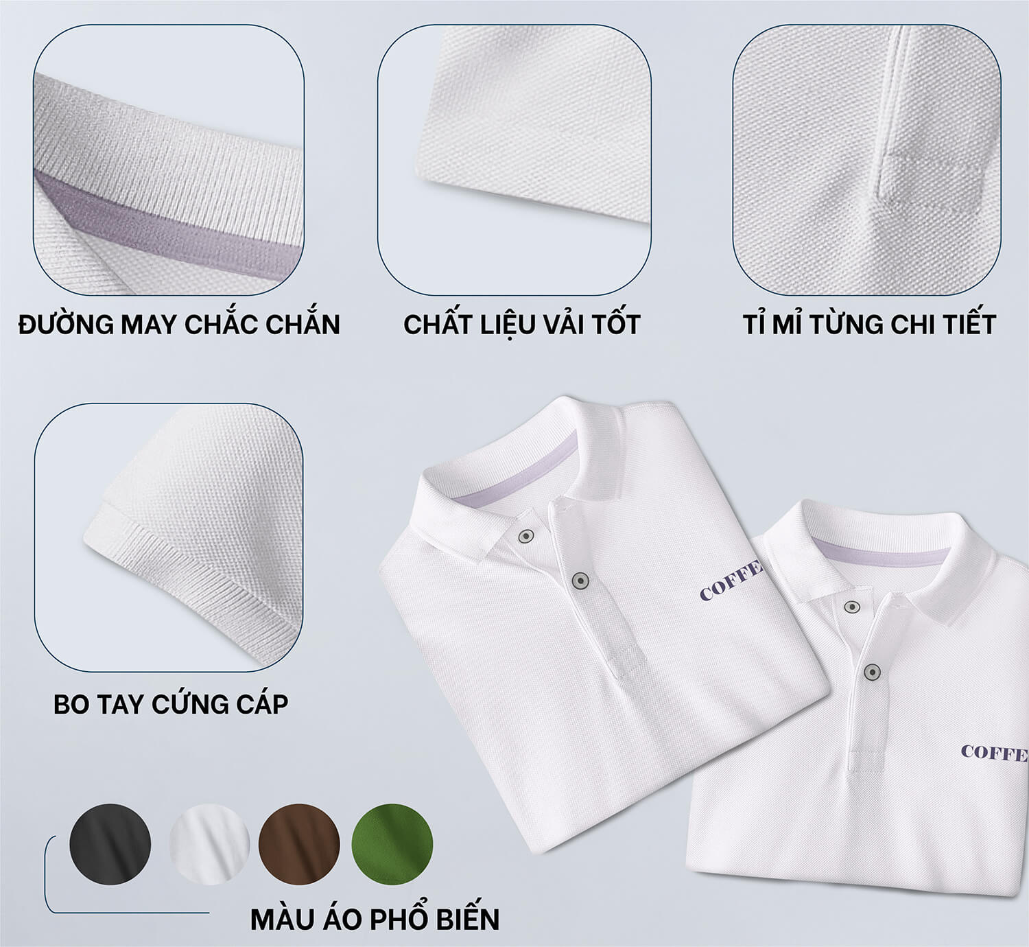 Cam kết chất lượng đồng phục áo thun quán coffee tại Idoo Uniform